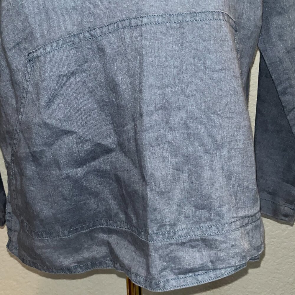 SUNDANCE BLUE 100% LINEN LONG SLEEVE RELAXED POP-OVER TUNIC SHIRT BLOUSE  EUC -S - Picture 3 of 13